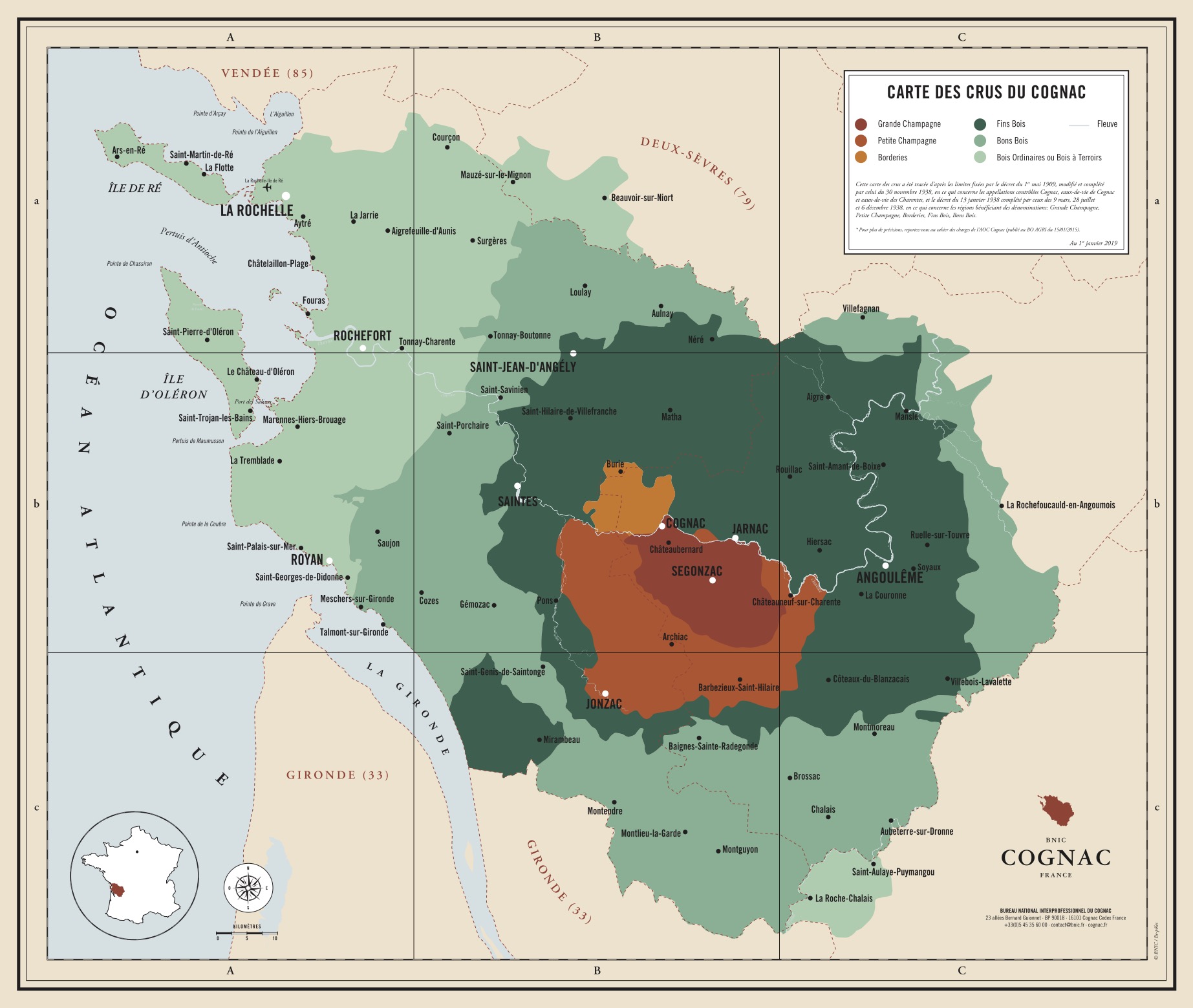 carte des crus cognac Stéphane archambaud courtier